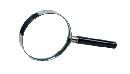 Gleaming handheld optical device with a metallic rim and black handle, isolated on black