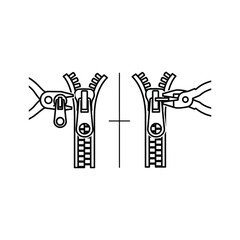Zipper Repair & Assembly with Pliers - Line Art Icon