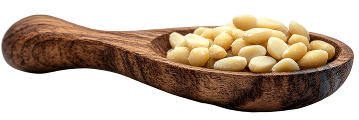 Light colored seeds or grains in wooden bowl