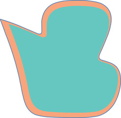 Abstract geometric shape with bright turquoise and orange outline