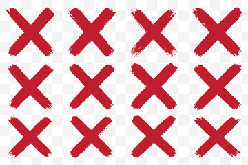 Obraz premium Hand-drawn black cross marker. Grunge black x sign. Black cross marker. Check mark icon vector crosses. eps 10