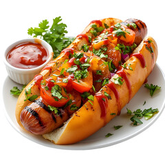 Loaded hot dog sandwich with toppings