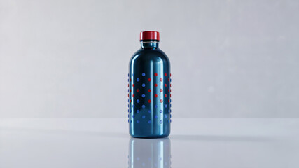 Metallic Water Bottle With Red Blue Polka Dots