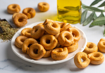 Traditional Italian food handmade Taralli or Taralluci