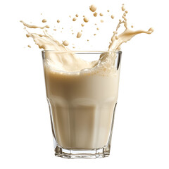 Milk splash in glass dairy beverage transparent background