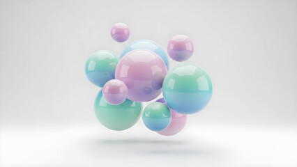 3D Abstract Floating Spheres With Gradient Colors
