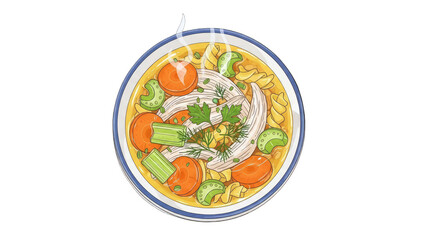 Chicken Noodle Soup Steaming in Bowl