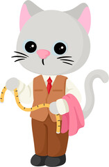 illustration cute tailor cat