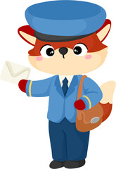 illustration fox postman character