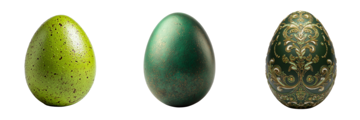 Set of Fresh green egg transparent png background. Ai generated