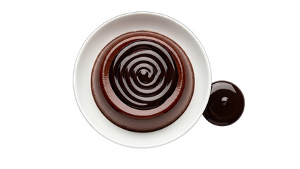 Chocolate Dessert with Swirl on Plate, Overhead View