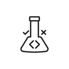 Test environment icon symbolizing code validation, quality assurance, and controlled simulation, representing software testing, engineering, quality control, and pre-production release.