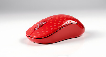 Red Mouse with Dotted Design - A Vibrant Computer Accessory