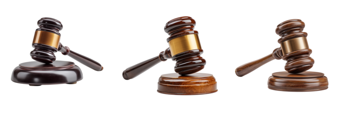 Set of Judge gavel with soft shadows transparent png background. Ai generated - Powered by Adobe