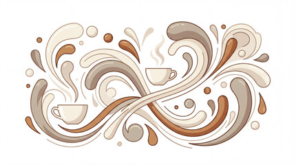 Fototapeta premium Abstract coffee design illustration in pastel tones