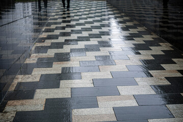 slippery checkered tile floor