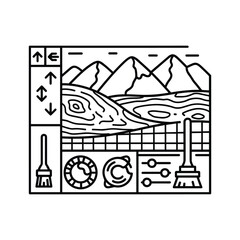 Naklejka premium Digital Landscape Editor Interface Icon