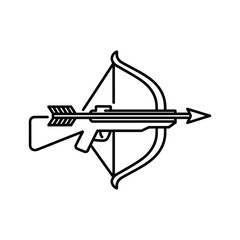 Crossbow with Arrow Aiming Vector Line Icon