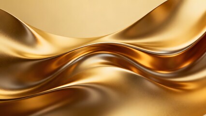Abstract flowing golden fabric with smooth curves and bright highlights in soft light style