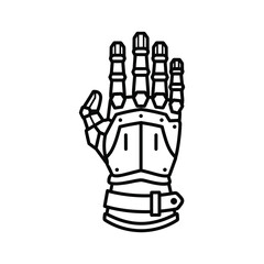 Robotic Armored Hand Vector Outline Illustration