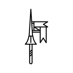 Outline Icon of a Medieval Spear or Jousting Lance with a Pennant Banner