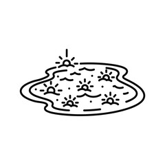 Shimmering Water Surface with Light Reflections Line Icon