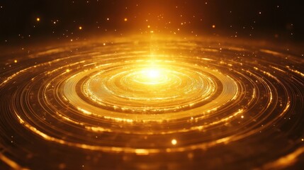 Fototapeta premium Golden Light Swirls in Space, Creating a Cosmic Scene of Energy and Beauty in Waves of Radiance and Light Shimmering Brightly.
