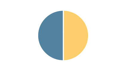 Fototapeta premium A circle divided in half with blue and yellow sections.