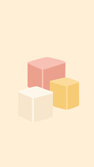 Three colorful cubes arranged in a cluster.