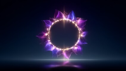 Purple and blue circle with a white center. The circle is surrounded by a purple and blue light