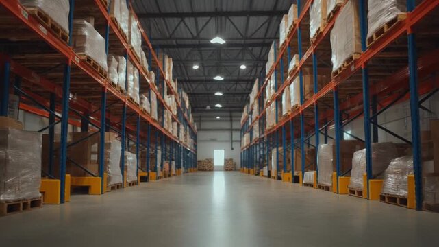 広大な物流倉庫の内部風景