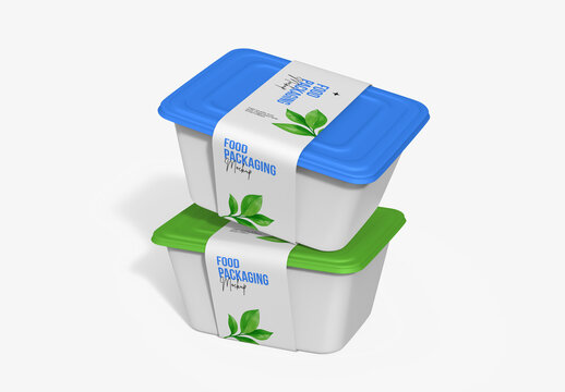 Food Packaging Box with Label Mockup