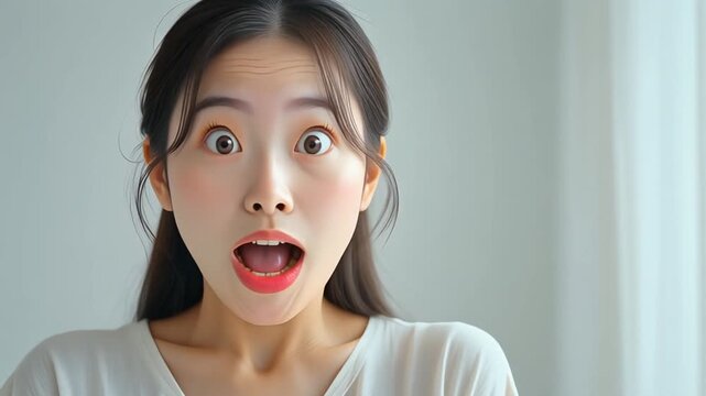 驚いた表情の日本人女性