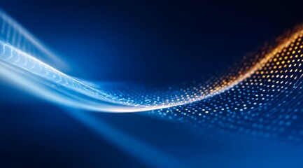 Blue wave with orange dots on it. The blue and orange colors create a sense of movement and energy