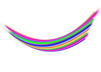 Colorful futuristic neon curved beams background in PNG