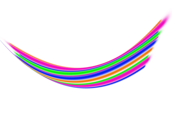 Colorful futuristic neon curved beams background in PNG