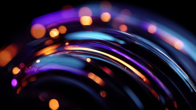 Blurry image of a purple and orange line with a lot of glowing dots. The image has a dreamy, surreal feel to it - Powered by Adobe
