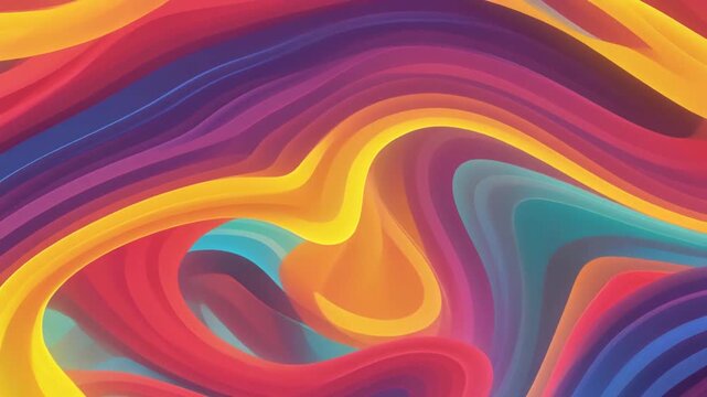 カラフルな流線が描く抽象ウェーブ背景