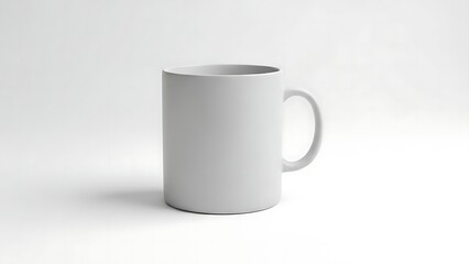 Obraz premium Minimalist white ceramic mug on a clean white background