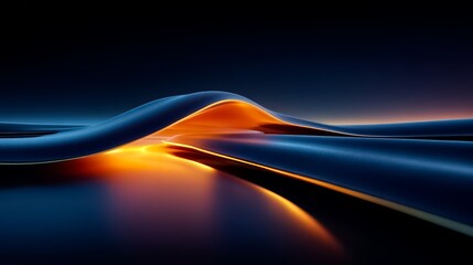 Dark blue and orange wave with a splash of orange. The wave is curved and has a lot of detail