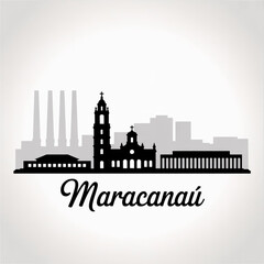 Fototapeta premium Maracanaú Skyline Silhouette — Industrial Power City of Ceará Brazil Vector Illustration