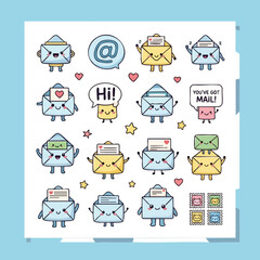Cute Cartoon Email Icons Set