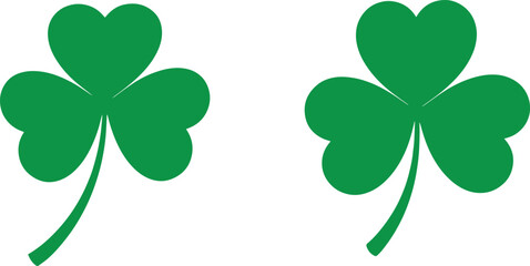 Two vibrant green shamrock silhouettes one featuring an adobe illustrator icon
