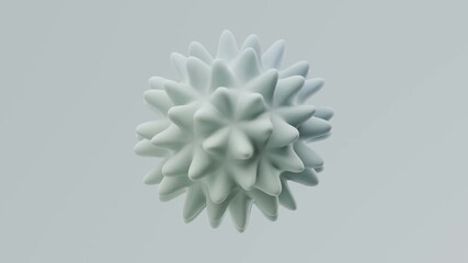 3D rendering of a white spiky object rotating in a simple background