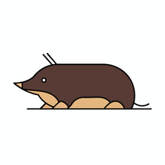 Cartoon Mole Illustration on White