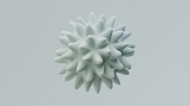 3D rendering of a white spiky object rotating in a simple background