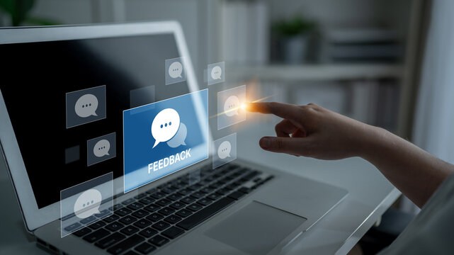 Customer or business team feedback system highlighting comments, opinions, evaluations, reviews, and suggestions from users to improve services, communication, and product quality idea insight Latch