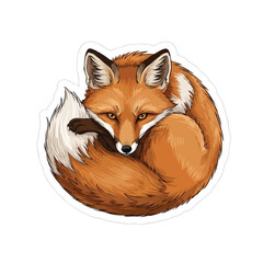 Coiled Cartoon Fox with Orange Fur