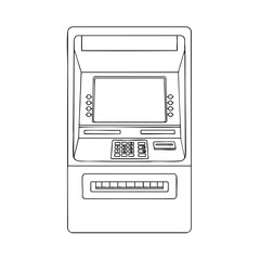 Simple ATM Machine Line Art Illustration