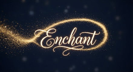 Enchanting golden sparkle trail forming an infinity loop with the word enchant